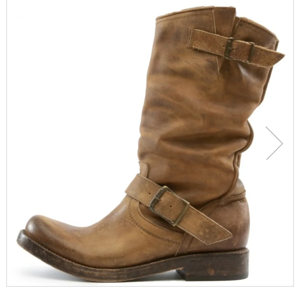 Freebird by Steven Crosby Slouch Leather Buckle Boots 6 - Picture 3 of 16